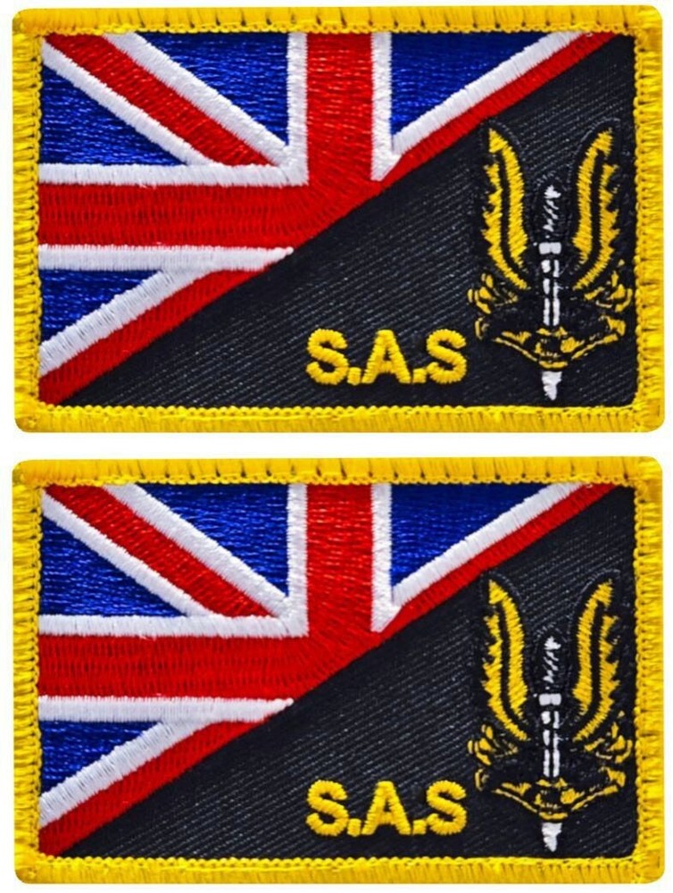 SAS British UK Union Jack Flag Morale Patch | 2PC HOOK BACKING  3"x2"