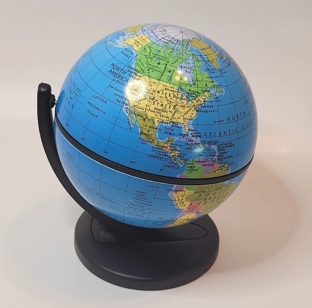 Replogle Desktop Mini Spinning Globe Dual Direction 2001 Desk Accessory 5.5"