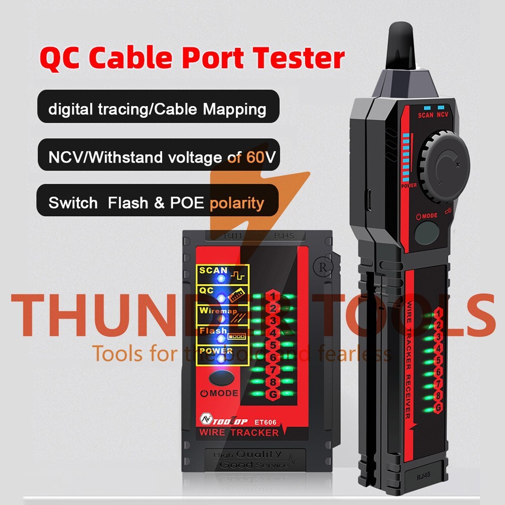 Thunder Tools ET606 Cable Port Tester Handheld Network Cable Tester Cable