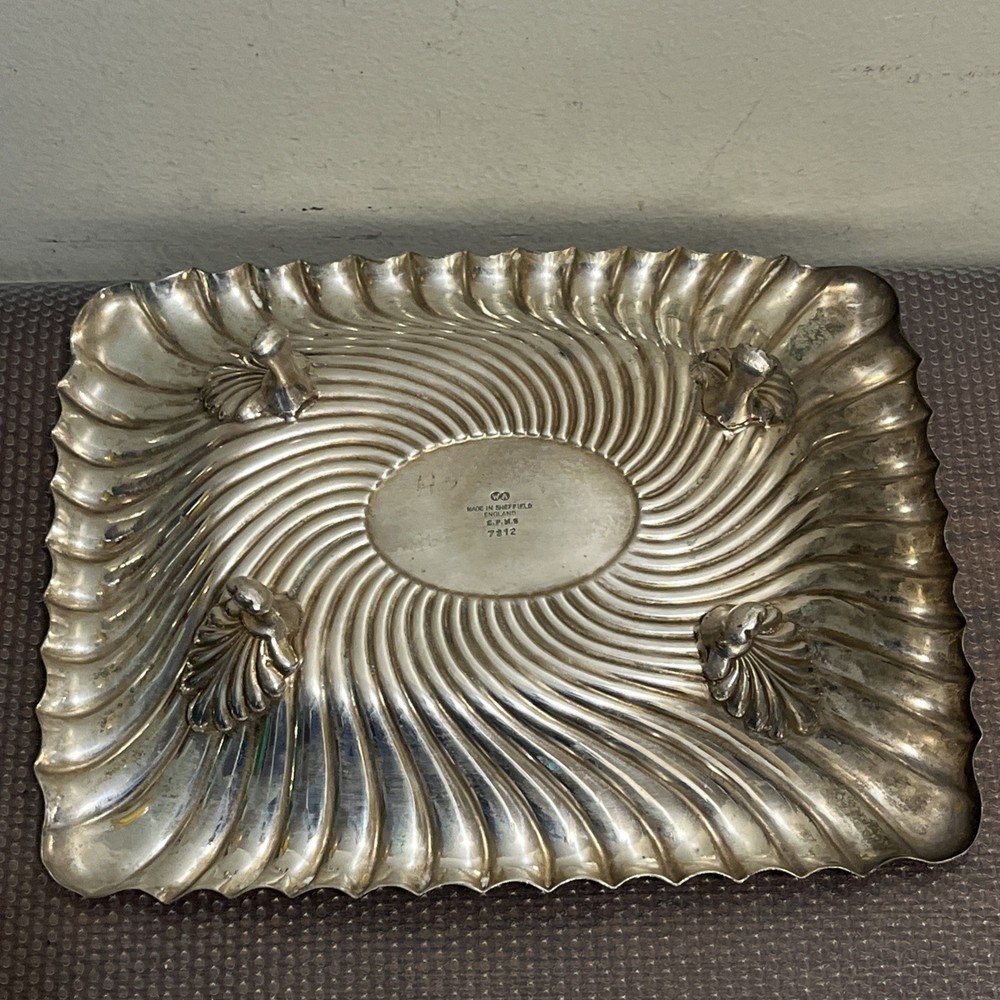 Vintage WILLIAM ADAMS Silver Plate Rectangular Footed Serving Dish 11”x 8.5”