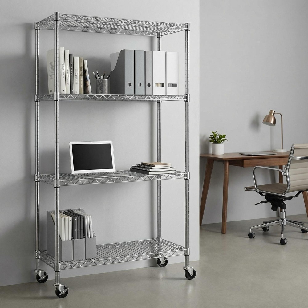 4-Tier Heavy-Duty Wire Shelving Unit Adjustable Rustproof Storage Rack
