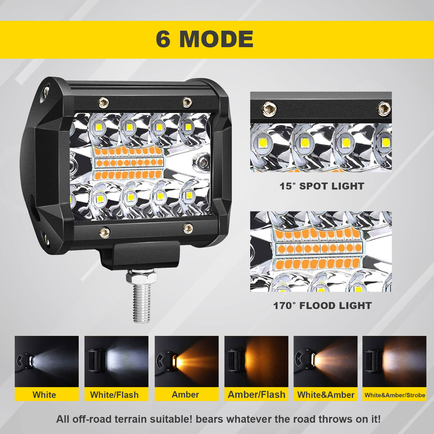 For JEEP Wrangler JK 07-18 Front Upper Roof 52" LED Light Bar Combo+4" Pods Kit