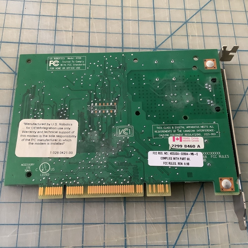 3Com Desktop Computer Modem 1.012.0726-F US Robotics Model 0726