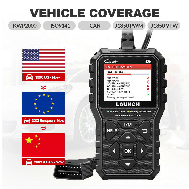 LAUNCH OBD2 Scanner CR529 OBDII Code Reader Car Check Engine Diagnostic Tool I/M