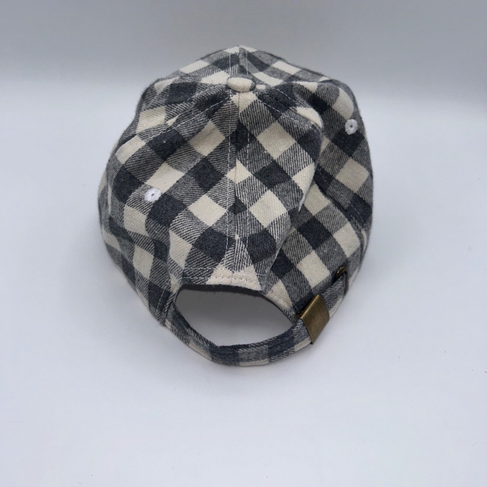 EUC Cocus Pocus Hat One Size Adjustable Snapback Baseball Cap Gray White Gingham