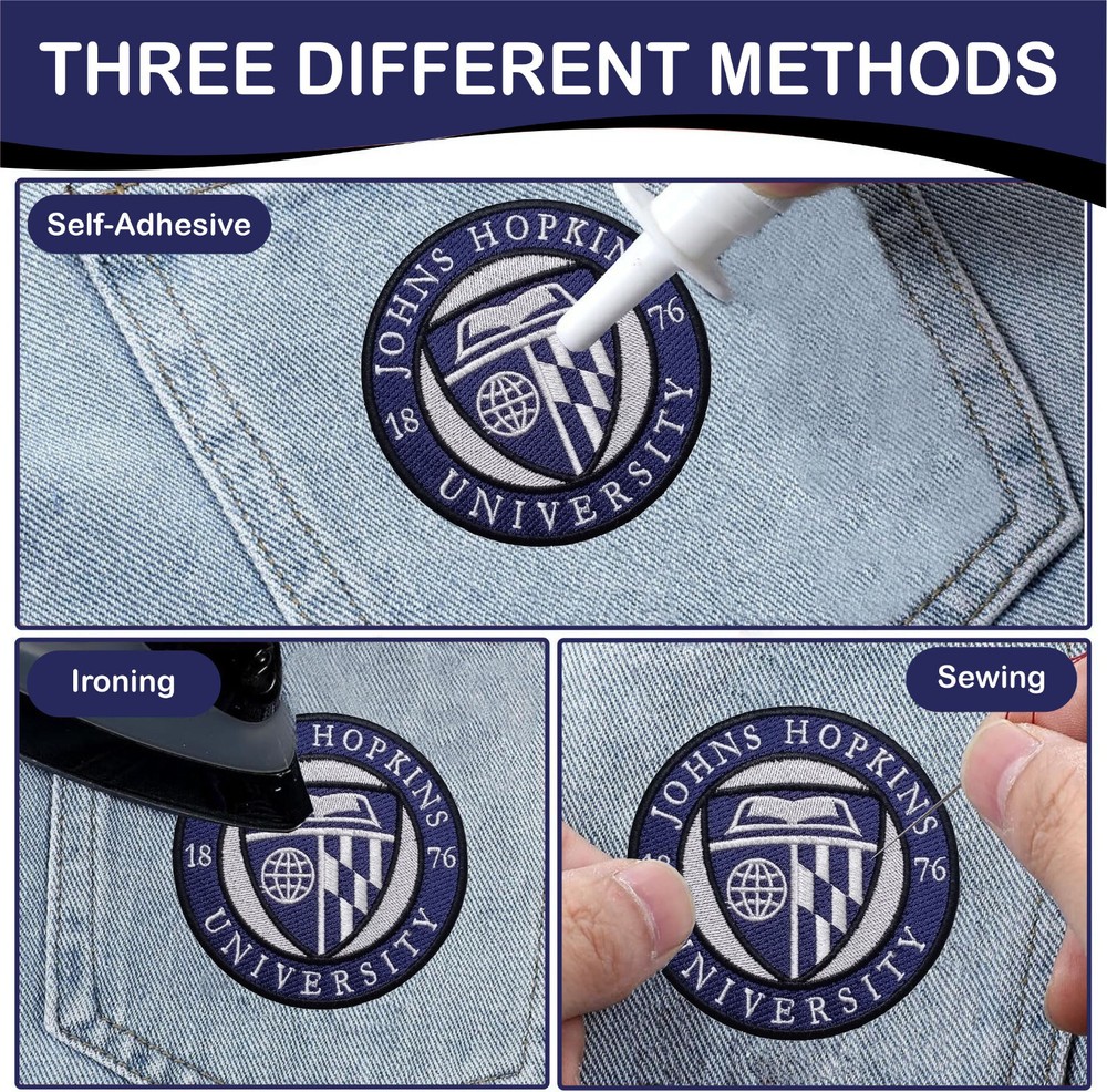 Johns Hopkins University Logo Iron On Patch-Sew Patch-Embroidered Patch 3.9"