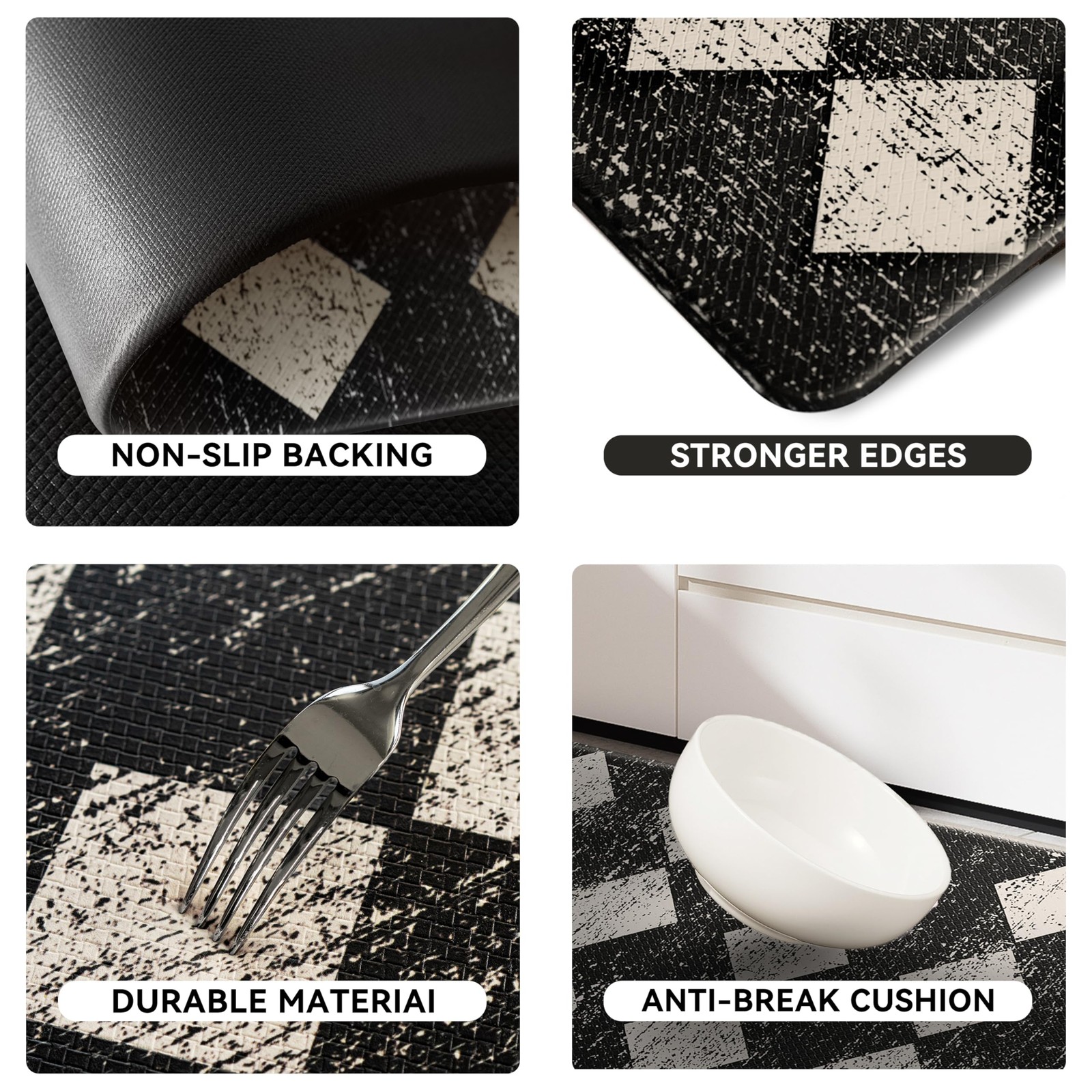 VivaNest Black Beige Moroccan 17"x29"+17"x47"-0.4"H, Trellis-blackbeige