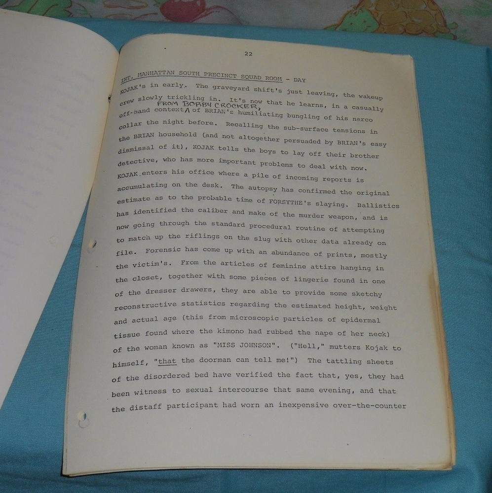original KOJAK SCREENPLAY SCRIPT "OH, What A Tangled Web ... " Telly Savalas