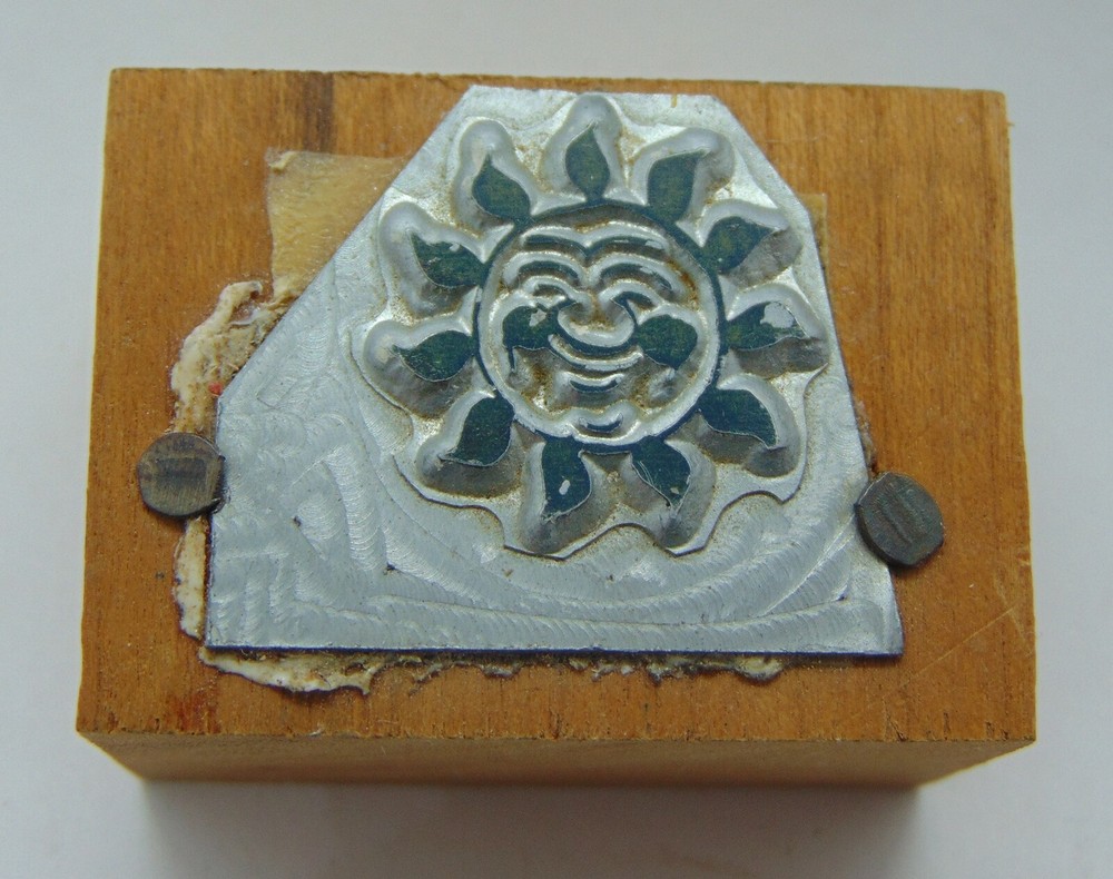 Printing Letterpress Printers Block Sun With Smiley Face