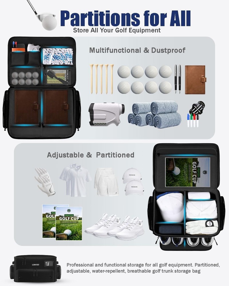 LOINTET Golf Trunk Organizer Waterproof Shoe Compartment