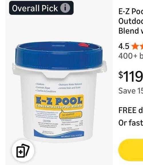 E-Z Pool Weekly All in 1 Concentrated Outdoor Swimming Pool Care Solution Ble...