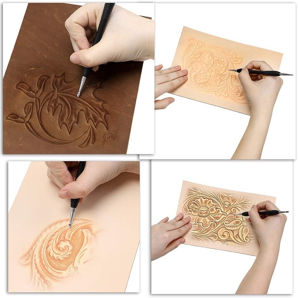 3PCS Leather Craft Modeling Tools Grooving Tools, Leather Embossing Press Spoons