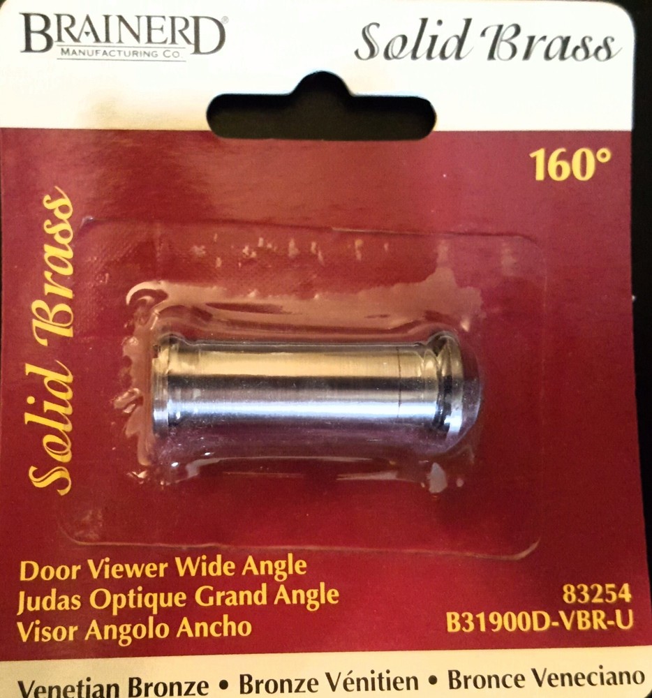 x(2) Brainerd - solid brass door viewer wide angle (peep hole) 