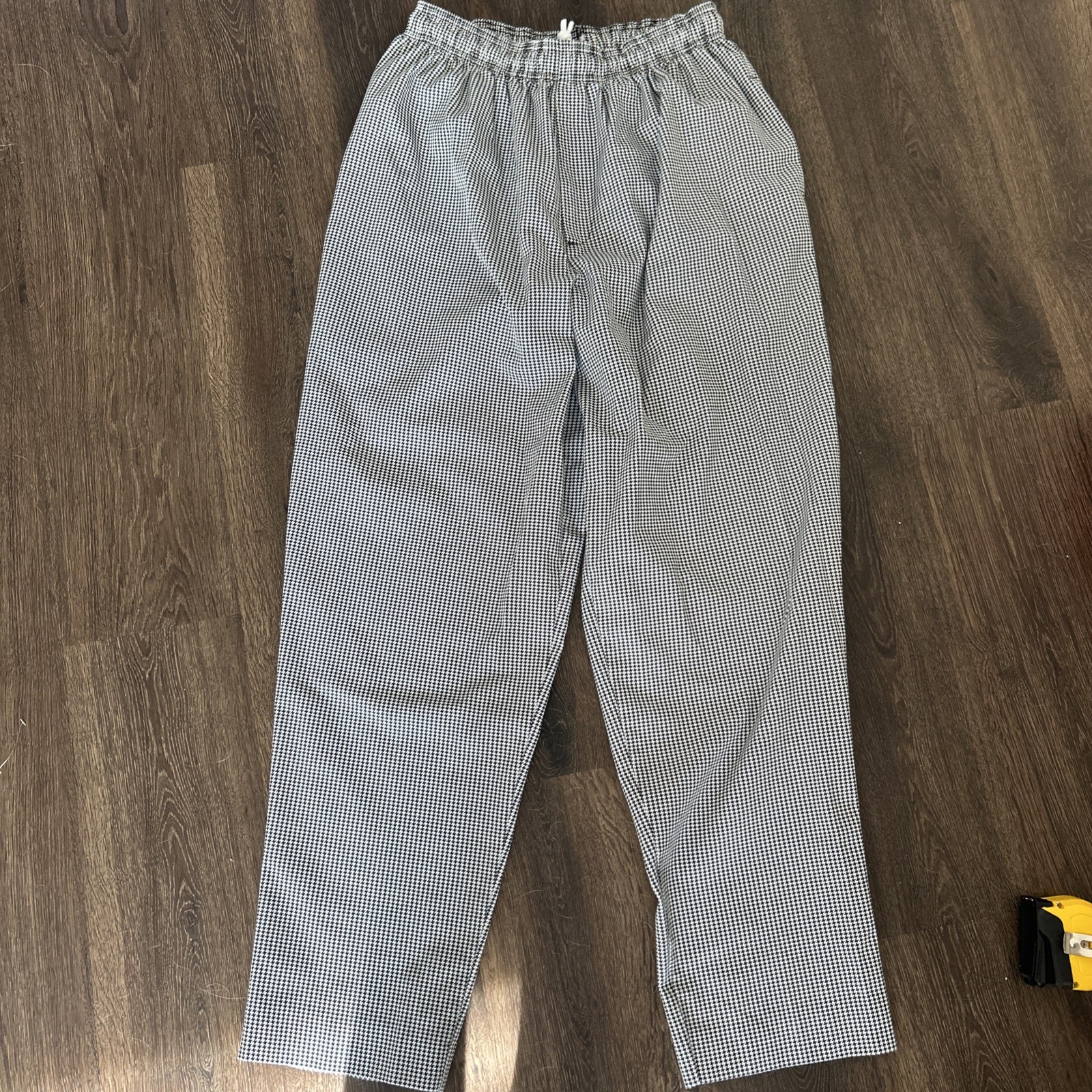 Happy Chef Utility Pants Black White Houndstooth Sz M Pockets Classic MINT Cook