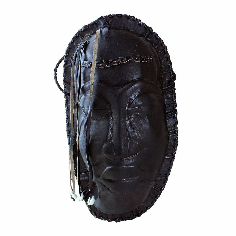 Black Leather Purse - Mask Design | Original African Leather Bag