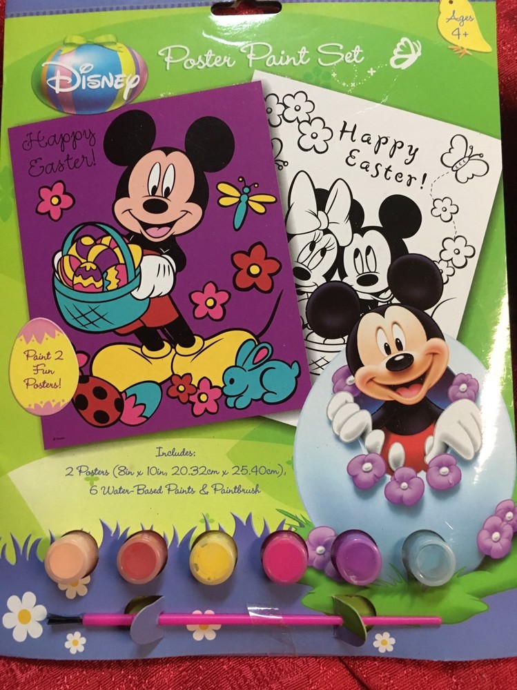 2- Disney Mickey Mouse Spring Easter Edition Coloring Paint Set Arts & Craft