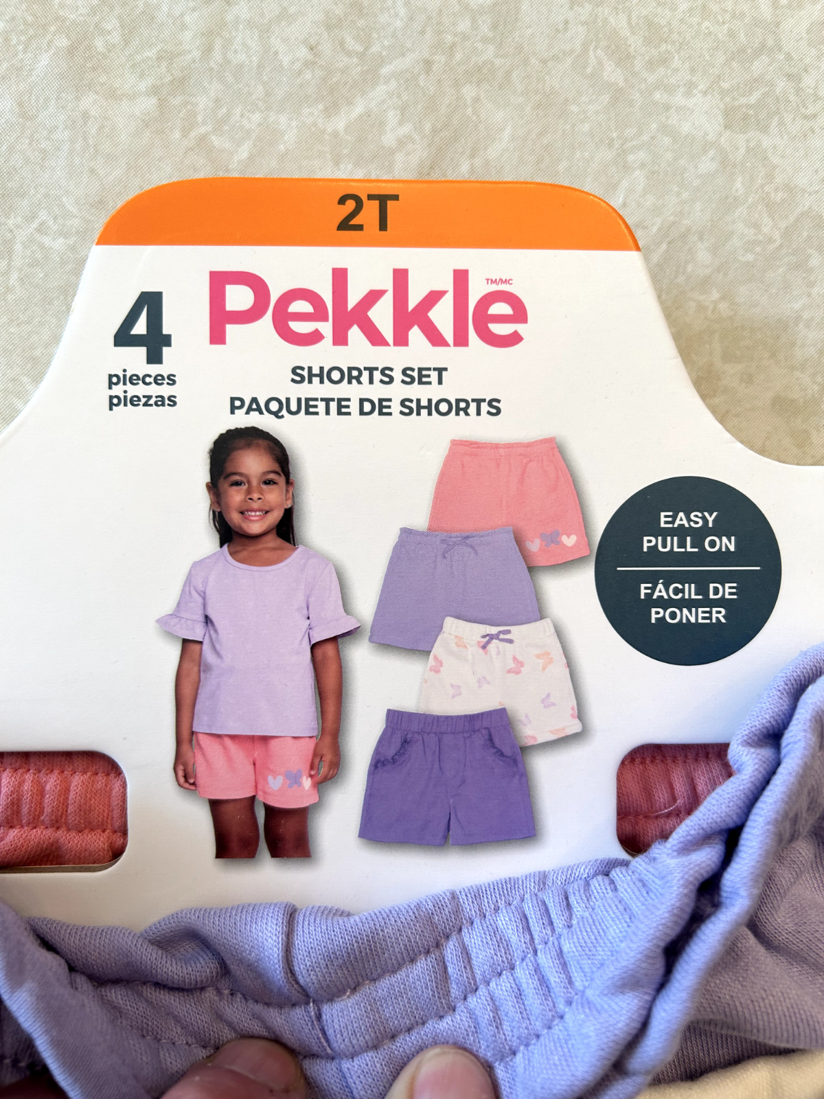 Pekkle Girls 4 Piece Shorts Set. Cream, Lavender, Pink, Violet - NWT