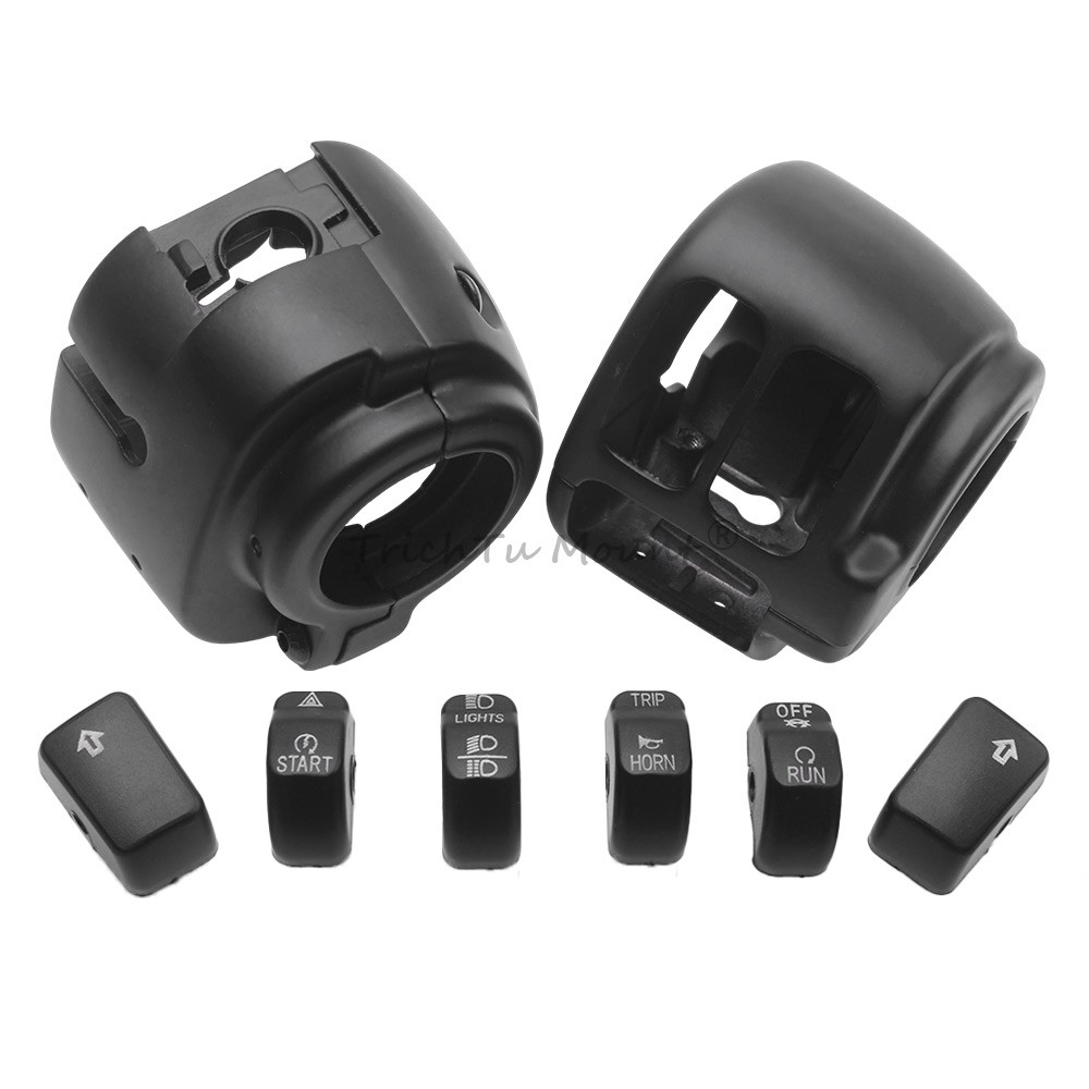 Motorcycle Handlebar Control Switch Housings Cap Cover Button For Harley Softail
