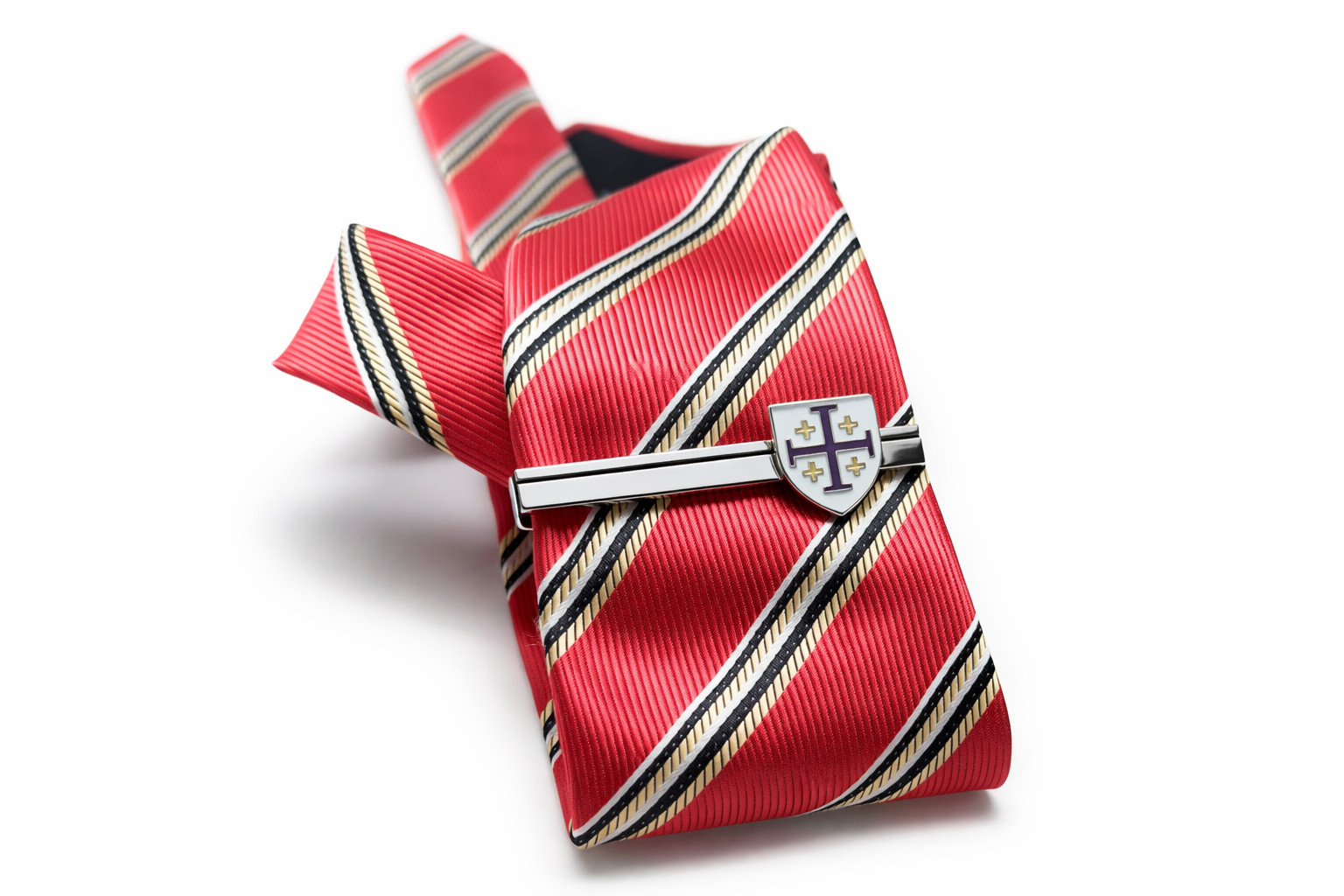 Jerusalem Cross Shield Tie Clip Silver Christian Religious Tie Bar Me