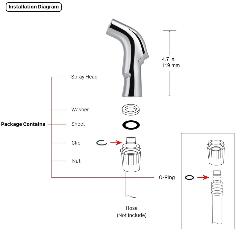 Universal Sink Spray Attachment â€“ Pull-Out Faucet Sprayer Replacement for D...