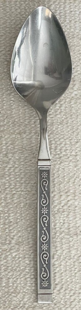 Oneida MIDNIGHT Stainless S.S.S. Black Accent Flatware Serving Spoon