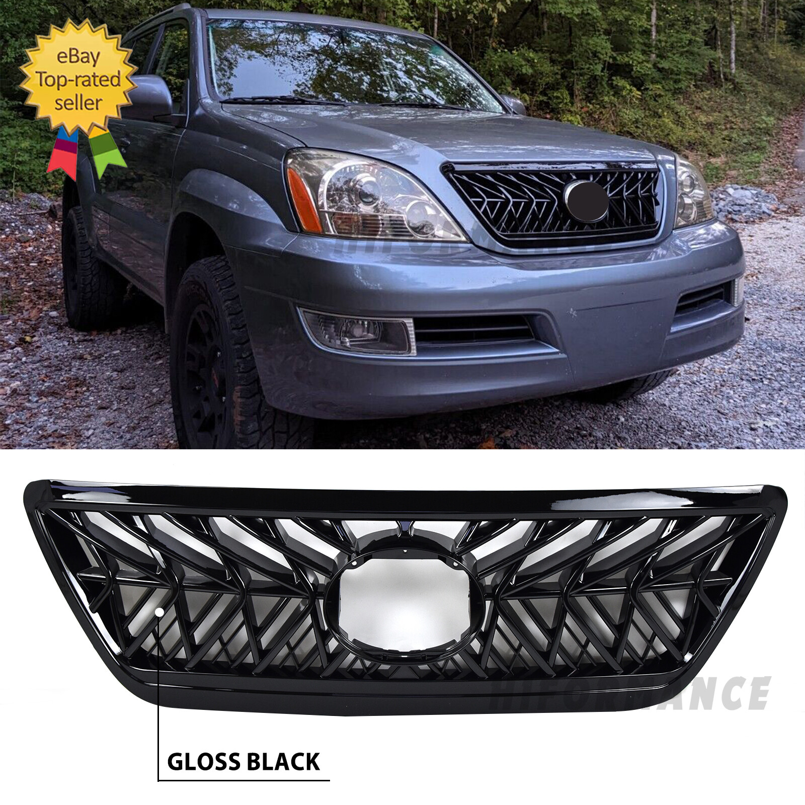 For 2003-2009 Lexus Gx470 Front Grille Grill Glossy Black F-Sport Style US STOCK