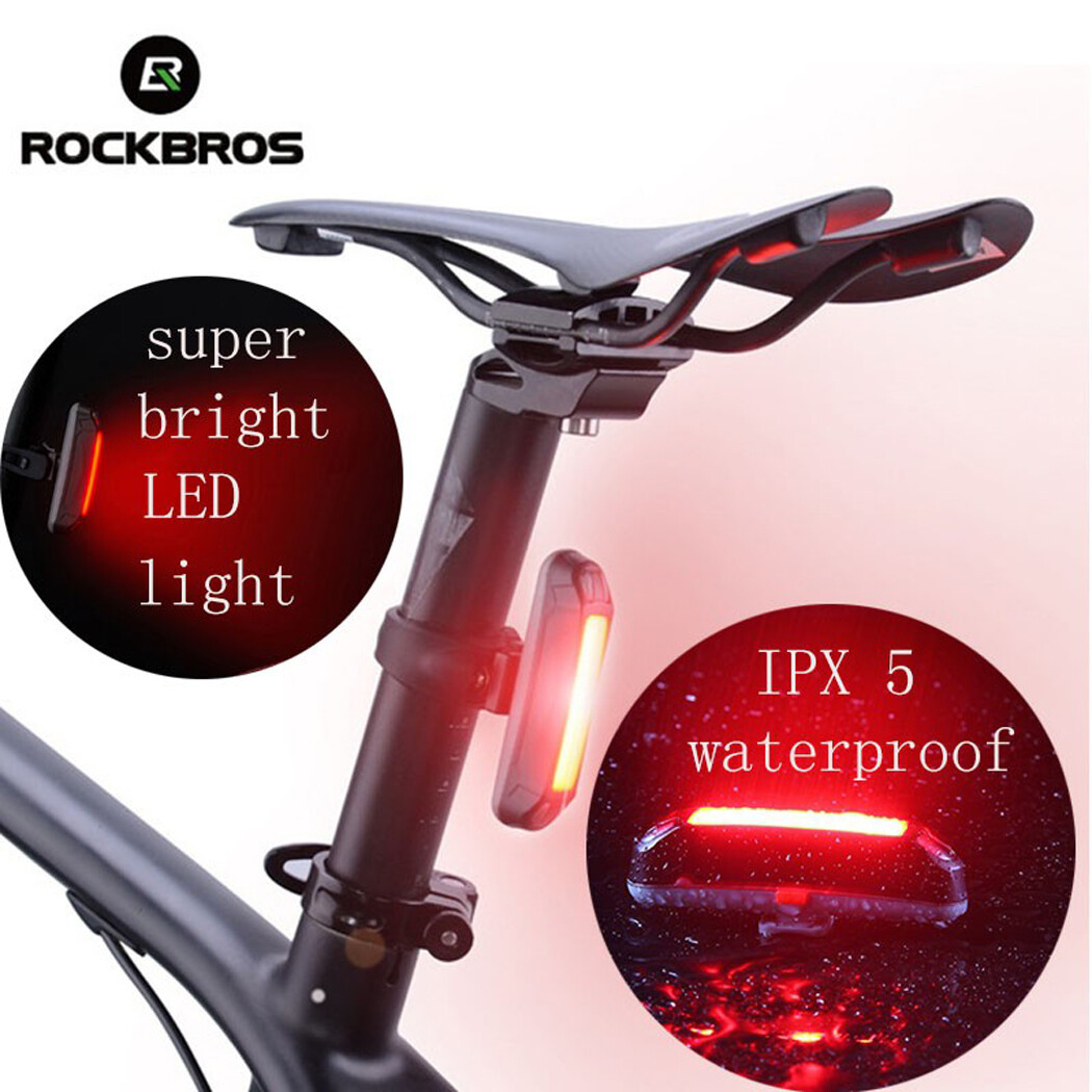 ROCKBROS Bicycle Safety 3-colors Rear Light Waterproof LED USB Bike Tail Light