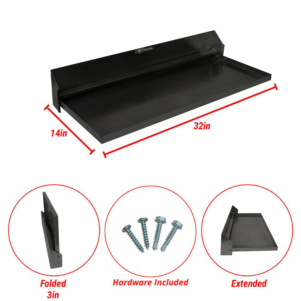 Pit Posse Aluminum Work Station Fold Down Tray Shelf Cabinet Trailer-Made in USA