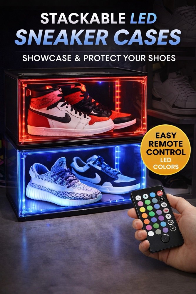 Two Kicks & Co. Stackable Sneaker RGB Led Display Case Magnetic