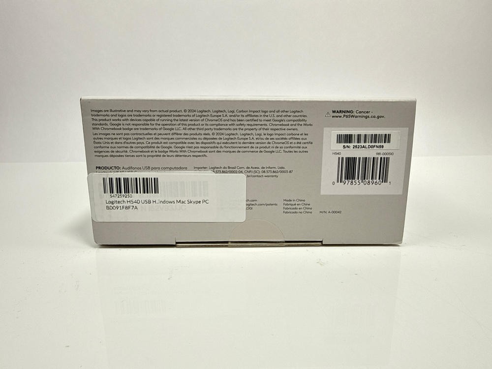 Logitech H540 USB Headset High Performance Stereo Mic Windows Mac Skype PC