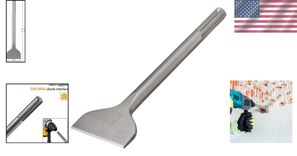 12-Inch SDS Max Compatible Scaling Chisel with Angled Design for Easy Handling