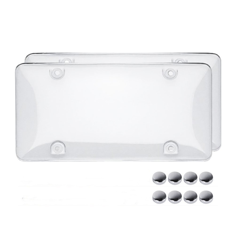 NEW CLEAR LICENSE PLATE COVER BUG SHIELD BUBBLE 2 PLASTIC CAR AUTO TAG PROTECTOR