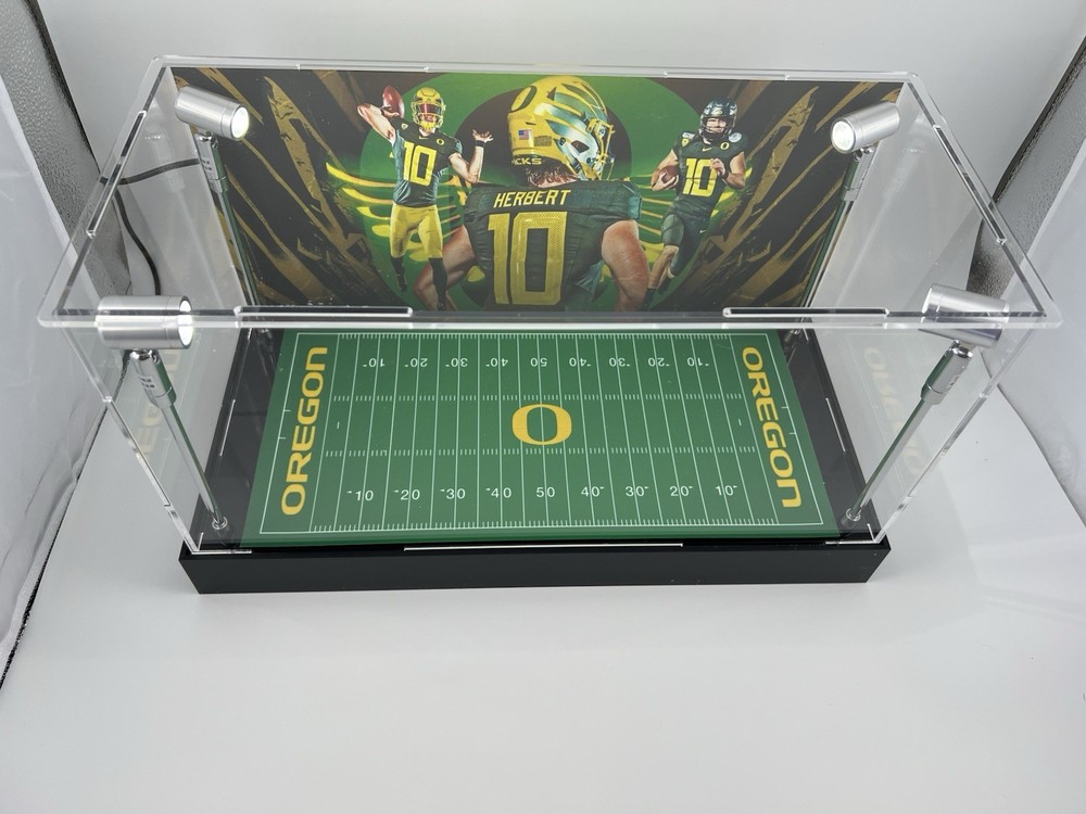 Justin Herbert - Oregon - Custom 2 Mini Helmet Display Case W/ LED Lights