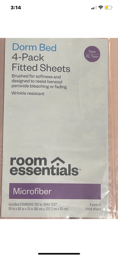 Room Essentials 4PK Pink Solid Microfiber Fitted Twin/Twin XL Dorm Bed Sheets