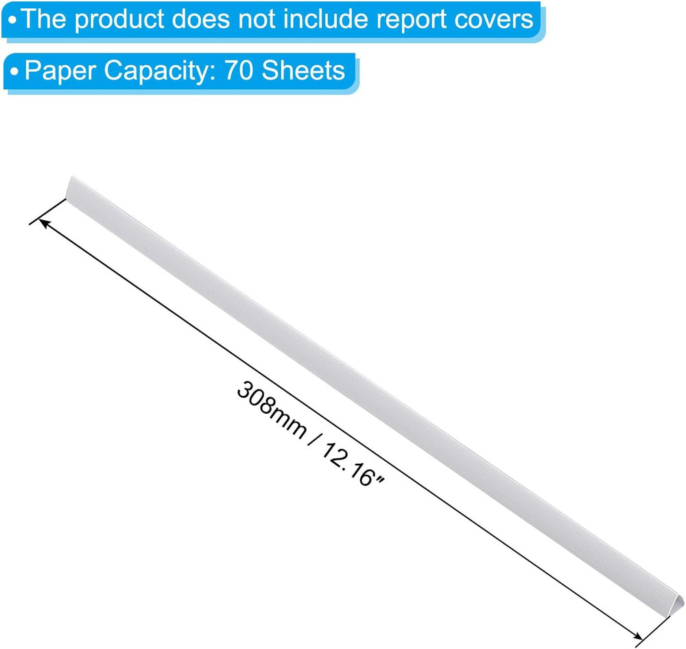 10Mm Binding Bars, 20 Pcs Plastic Binding Bars Slide Grip 70 Sheets Capacity A4