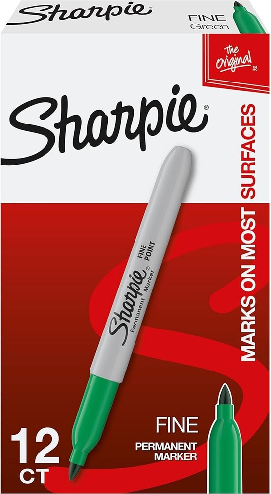 Permanent Markers Fine Point Green 12 Count Quick Dry Water Resistant Versatile