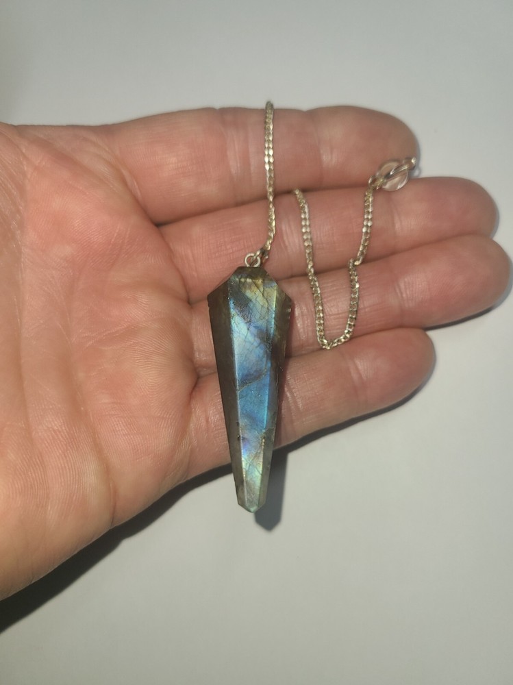 Labradorite Faceted Cone Crystal Dowsing Pendulum Divination Tool