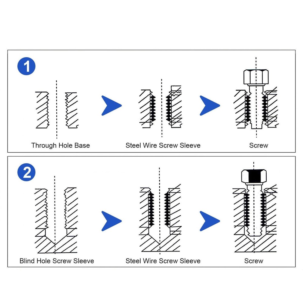 50x Metric Thread Inserts M3-M16 Stainless Steel Self-Tapping For Workshop Use