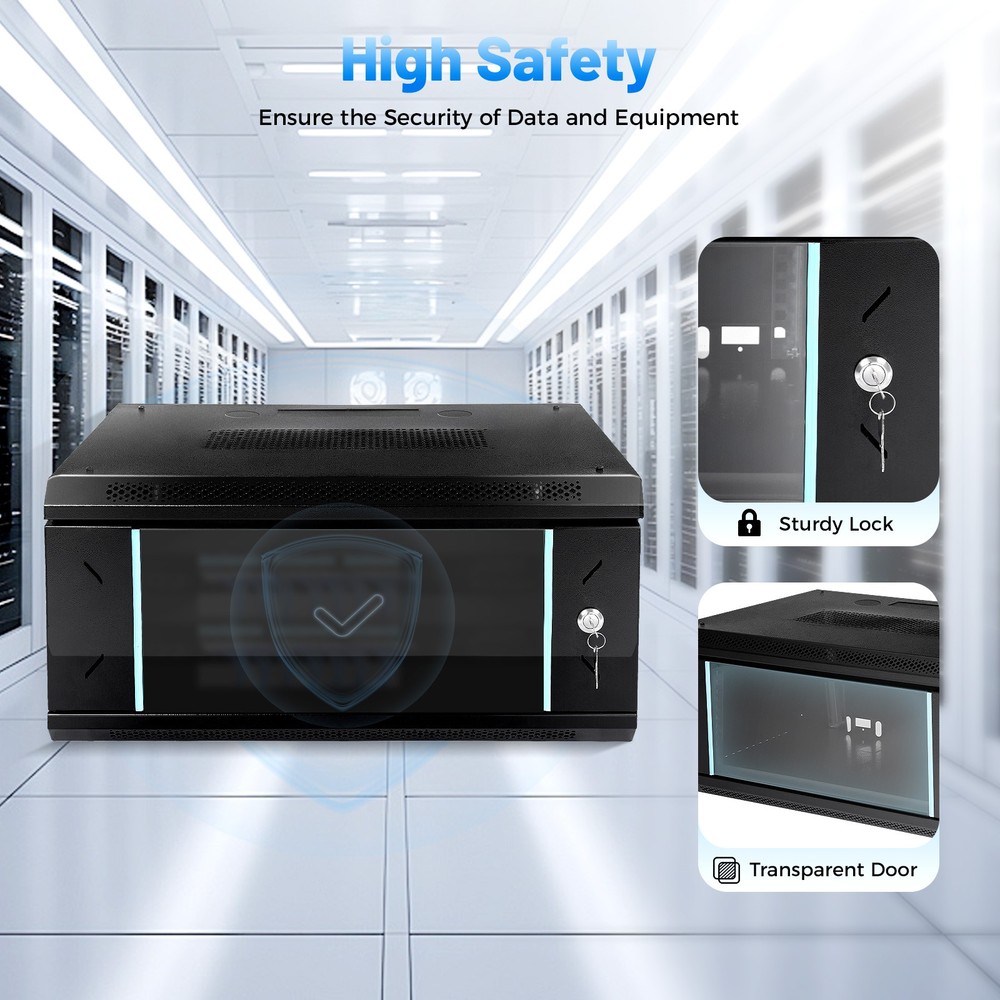 4U Server Cabinet Case Wall Mounted Network Server Data Cabinet Enclosure Rack