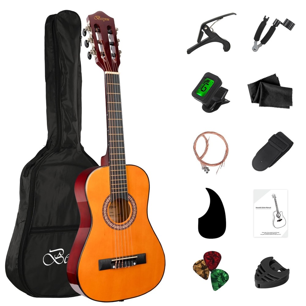 30in Beginner Acoustic Guitar Basic Starter Kit Tuner Capo Strings Winders St...