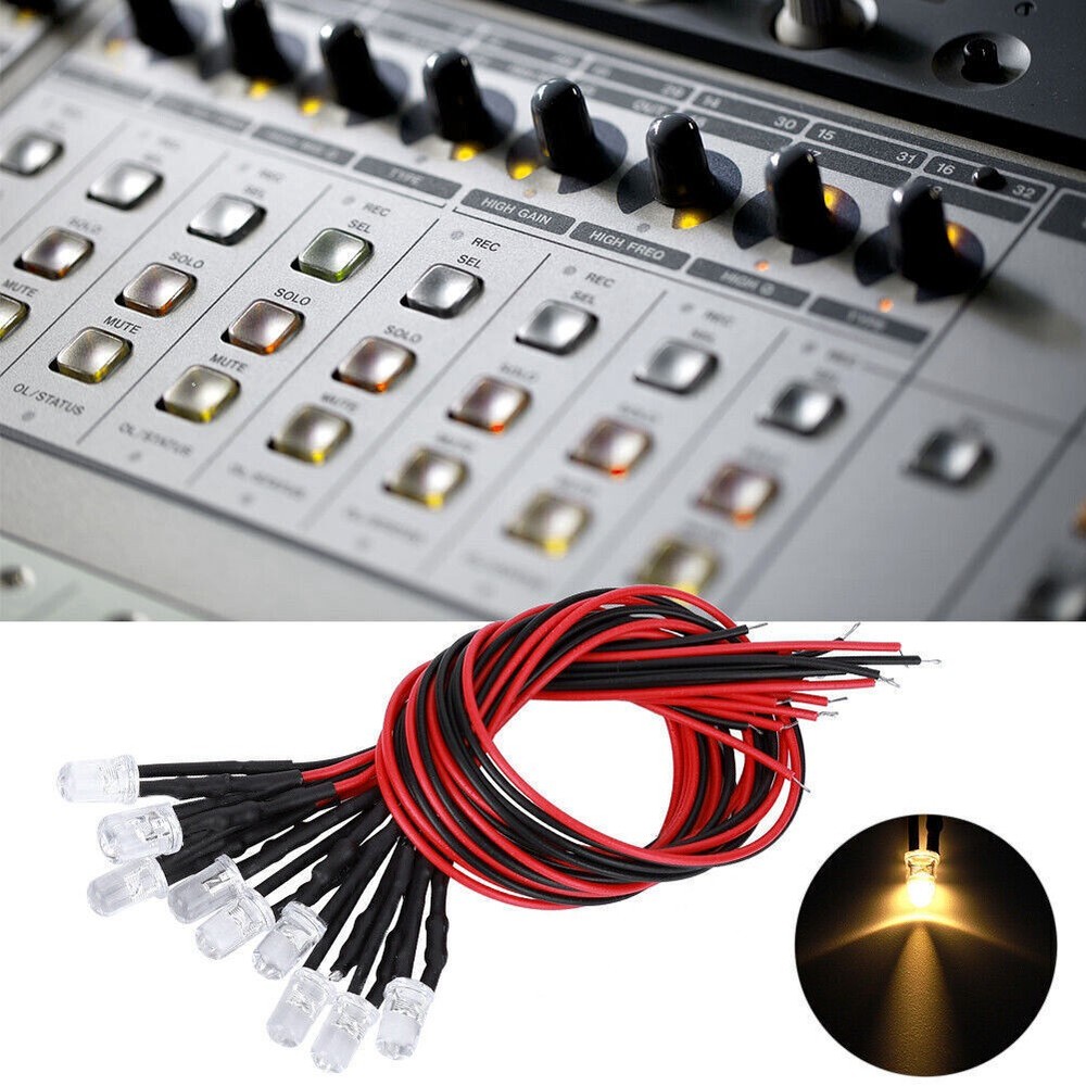 12V Pre Wired Light Emitting Diode with 5mm Round Head Highlight Light Bead Warm