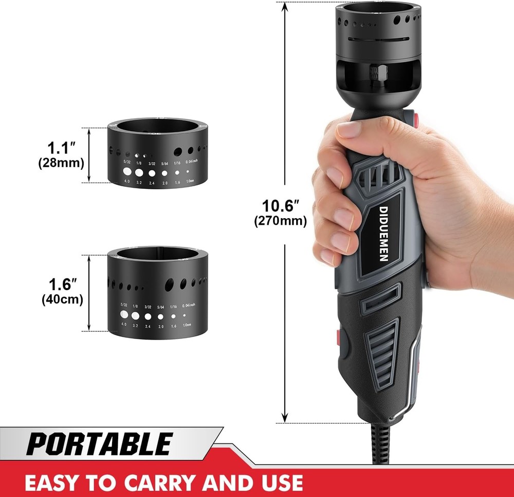 Dual-Head Tungsten Sharpener Grinder - 8 Angles & 6 Sizes for TIG Welding, Plug