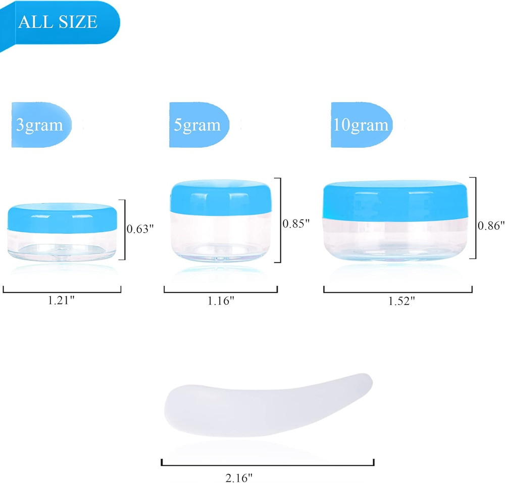 50PCS 3 Gram Sample Containers 3ml Empty Jars with Lids Small Cosmetic Blue