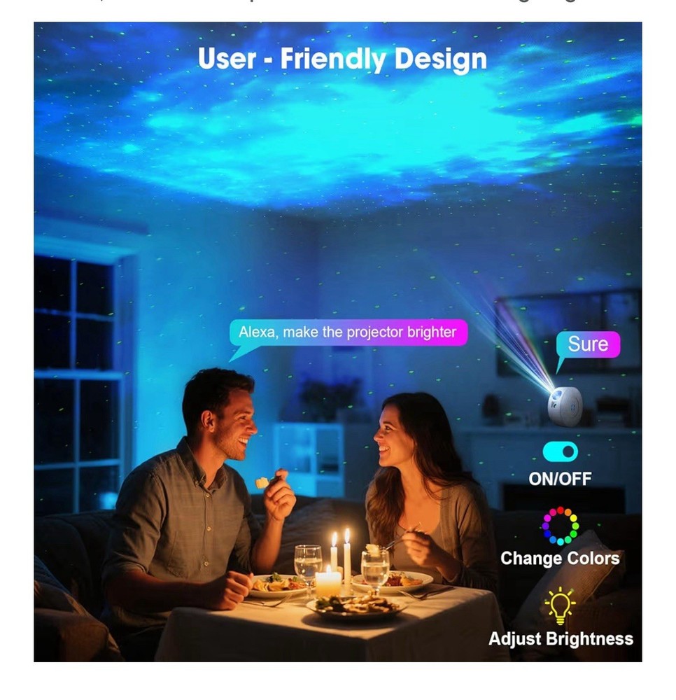 Galaxy Star Projector LED Night Light Bluetooth Speaker Remote App Voice