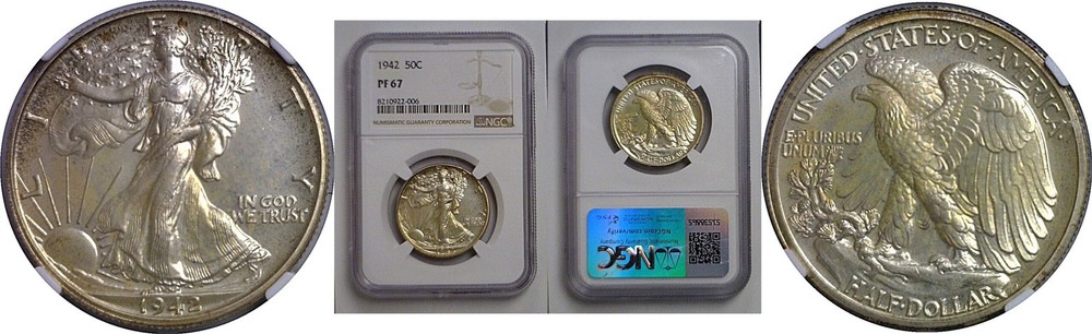 1942 Walking Liberty Half Dollar   NGC PF-67