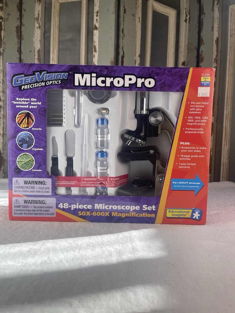 GEOVISION MICROPRO 48 PIECE MICROSCOPE LAB SET w/ Instruction Guide {NIP}