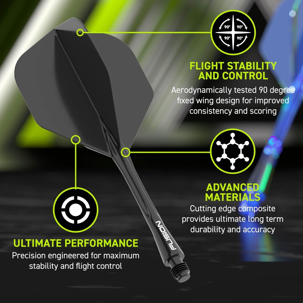 Integrated Flight & Shaft System for Darts - No.2 Shape, Grey, Short Length