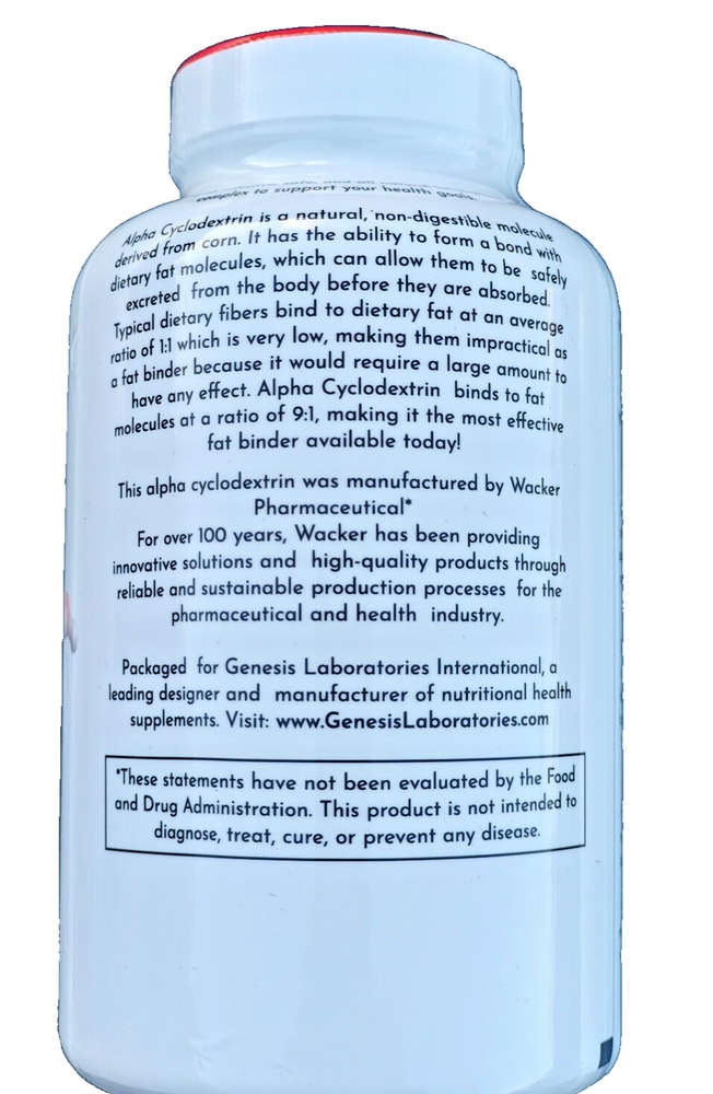 Pure α-Cyclodextrin: Alpha Fat Binding Complex. Weight Mngmt 250g.. 60 days!