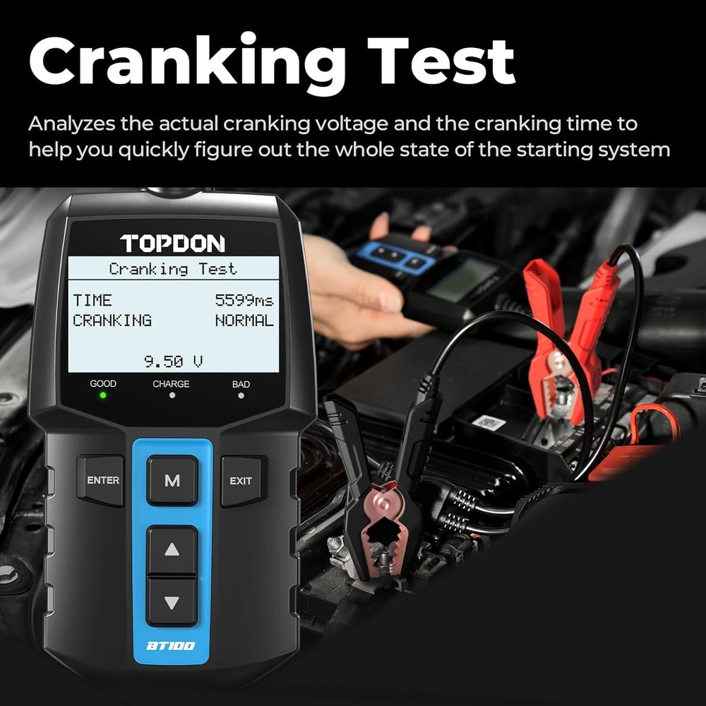 TOPDON BT100 Battery Tester Analyze the Starting & Charging Systems