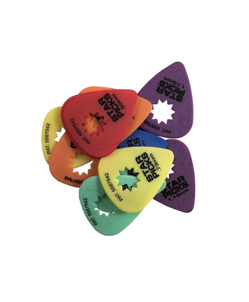 Everly Star Guitar Picks 24 Pack Variety Pack 4 of Each Size Sampler